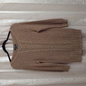 Ralph Lauren Gold Metallic Knit Sweater, Size M
